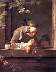 Jean Baptiste Simeon Chardin Canvas Paintings - Soap Bubbles